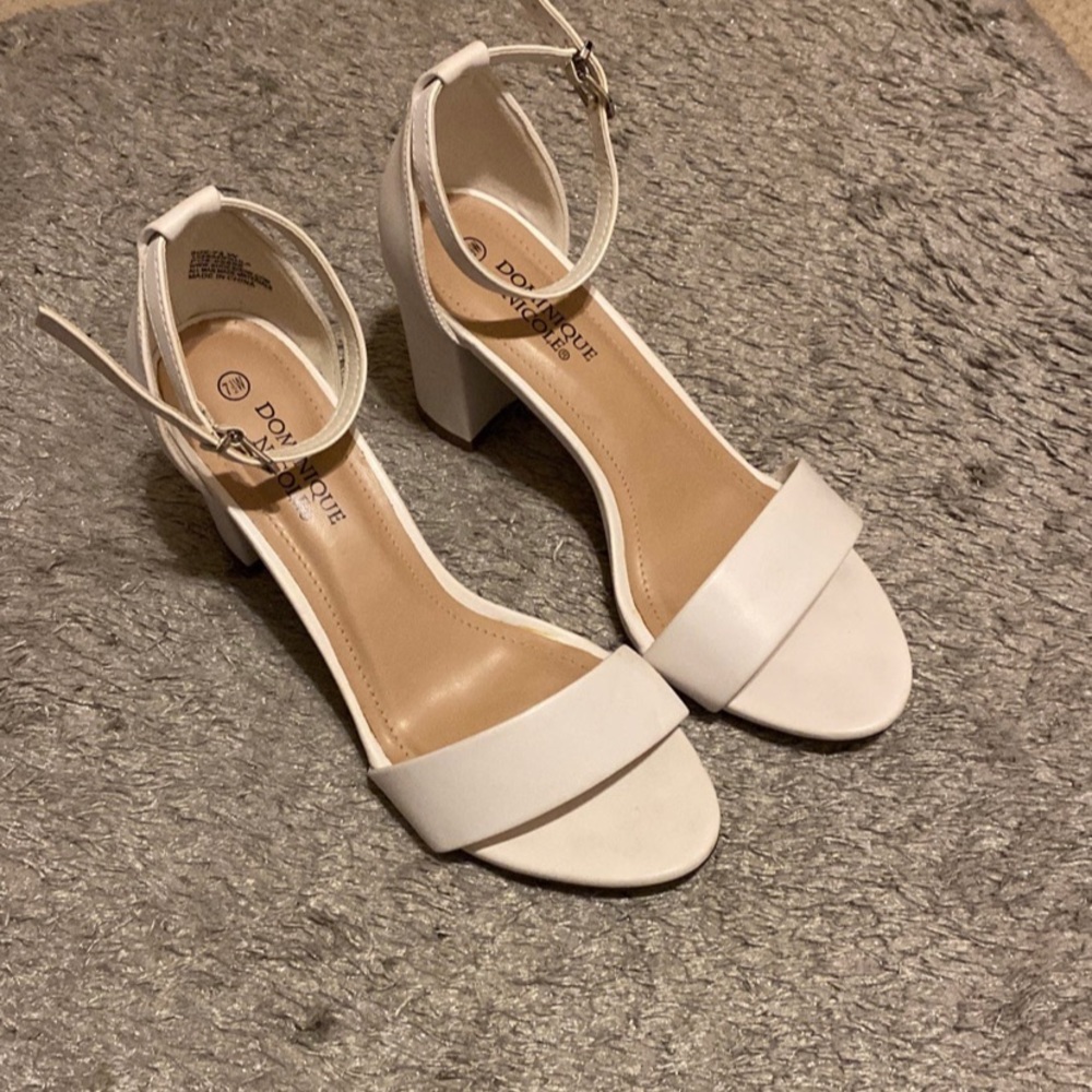 Dominique Nicole White Open Toe Heels